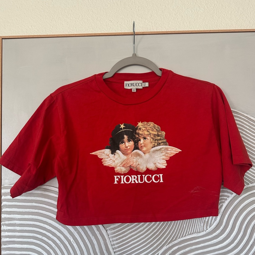 Fiorucci Red Angel Graphic Crop Top